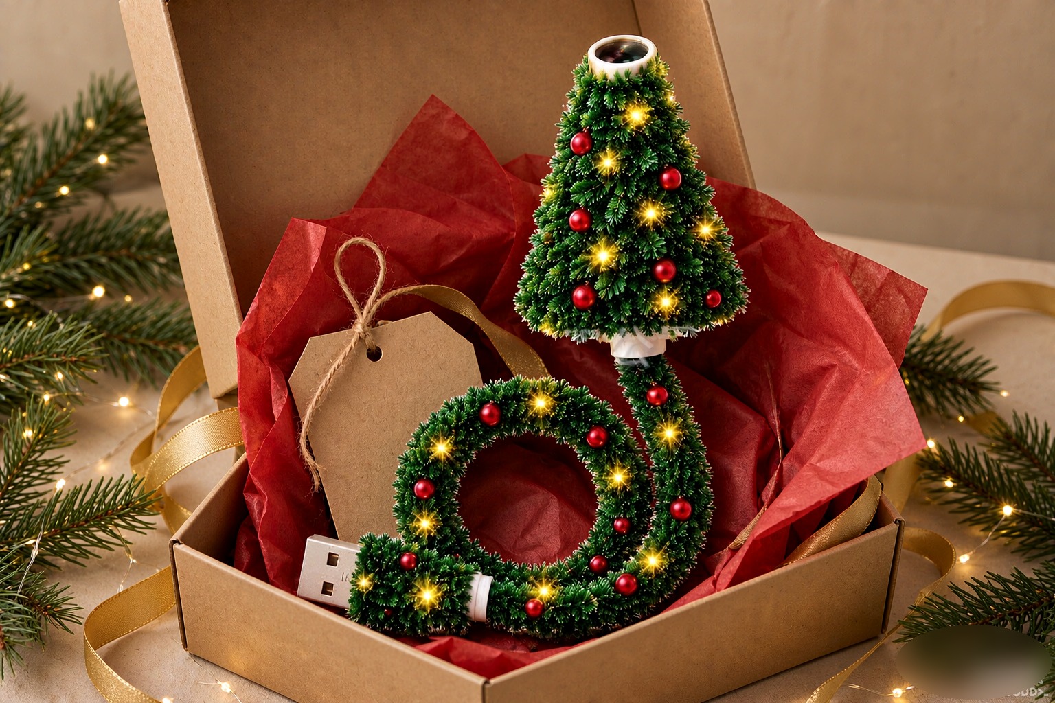 Christmas tree projection lamp gift boxed with ribbon