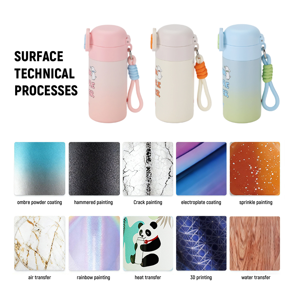 Ten surface technical processes available for the Y7031-3 kids thermos