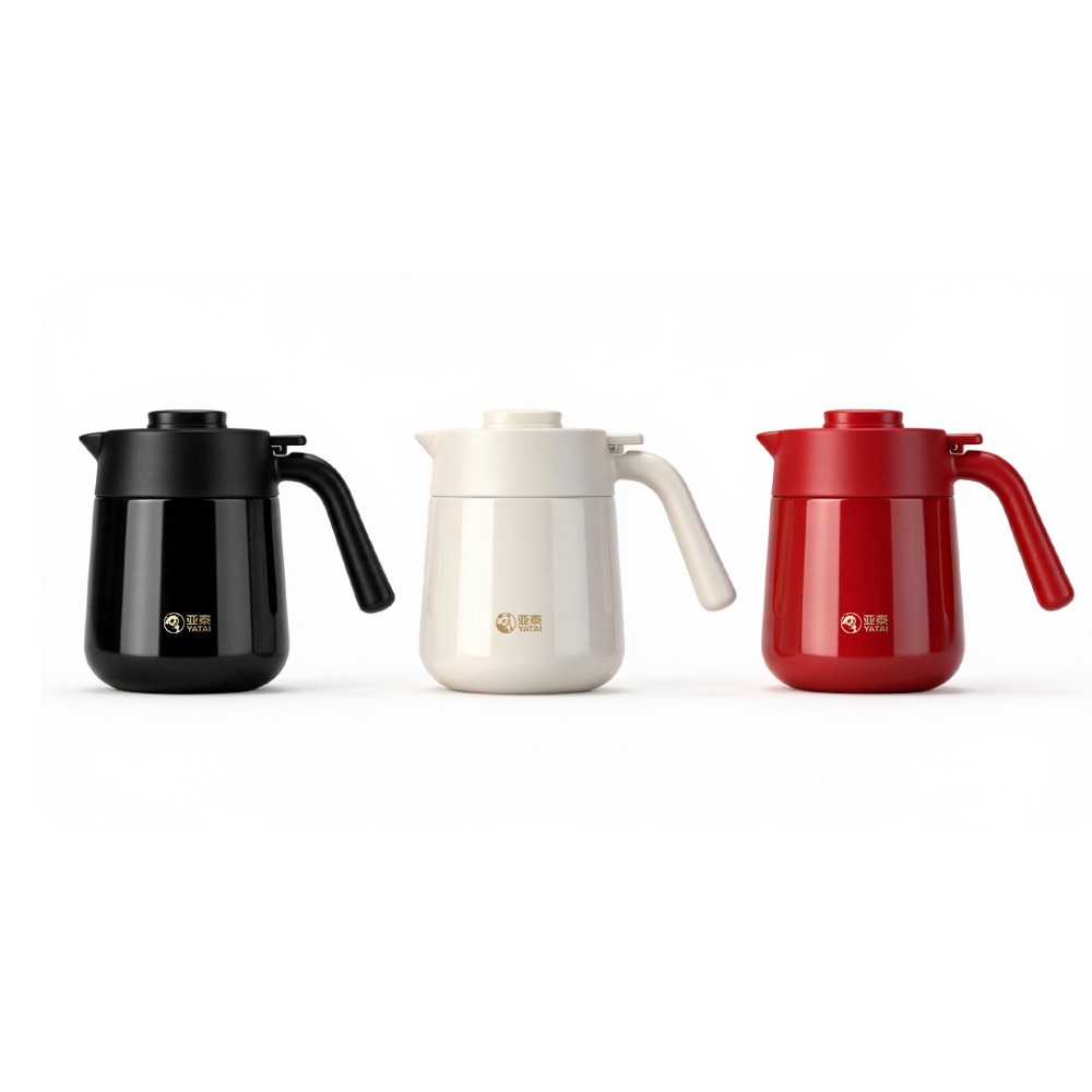 Y-9057 coffee pot colour range: black, cream white and red