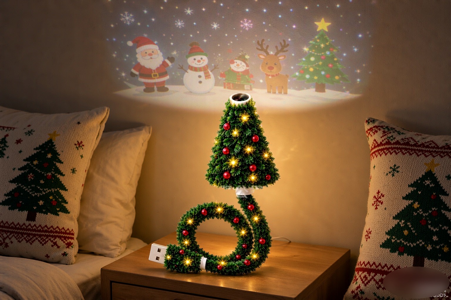 Christmas tree lamp with five swappable projection lens discs