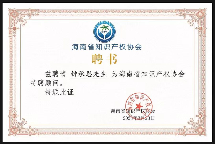 海南省知识产权协会特聘顾问