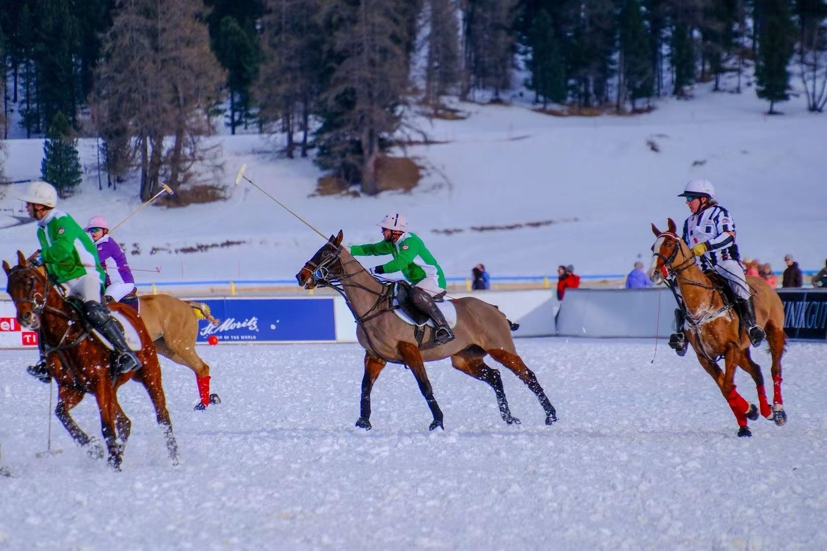 Snow Polo World Cup St. Moritz — match in action on the frozen lake