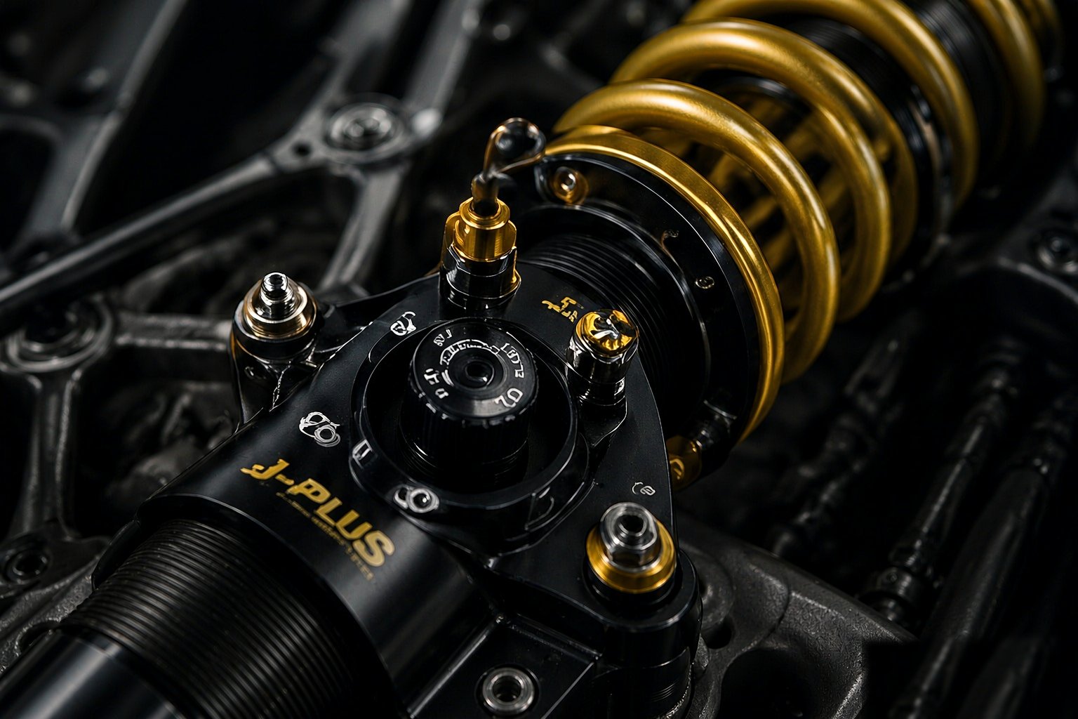 J-PLUS coilover camber plate macro detail