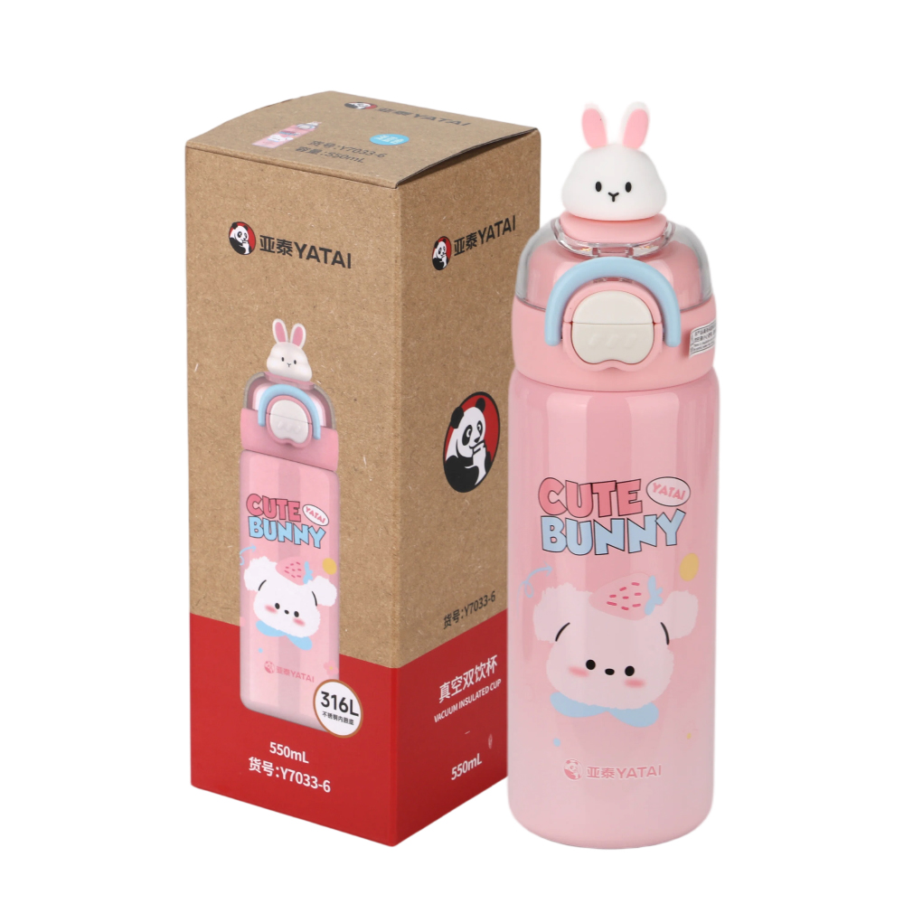 Y-7033 pink bunny bottle with kraft gift box marked Y7033-6 Y-7033 pink bunny bottle with kraft gift box marked Y7033-6