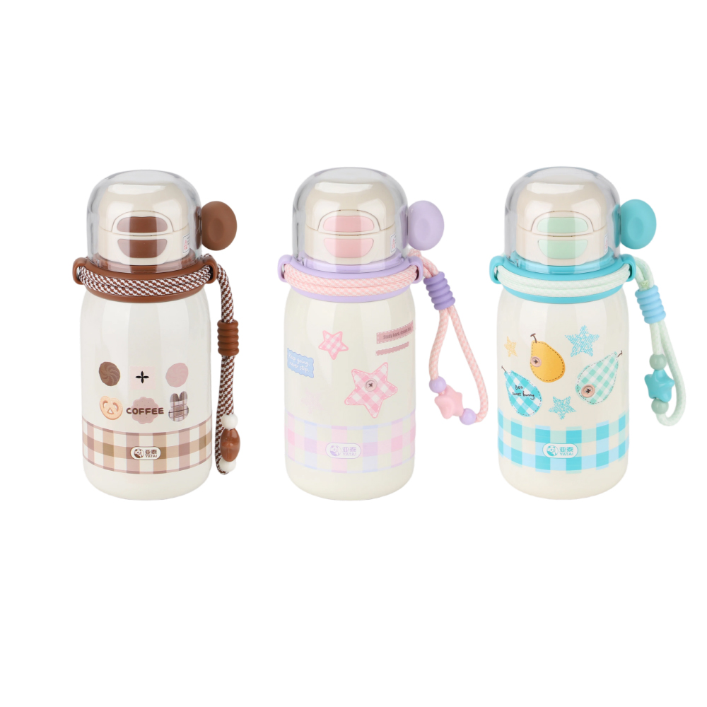 Y-1023 kids vacuum flask 600 ml with paracord strap in three colourways Y-1023 kids vacuum flask 600 ml with paracord strap in three colourways