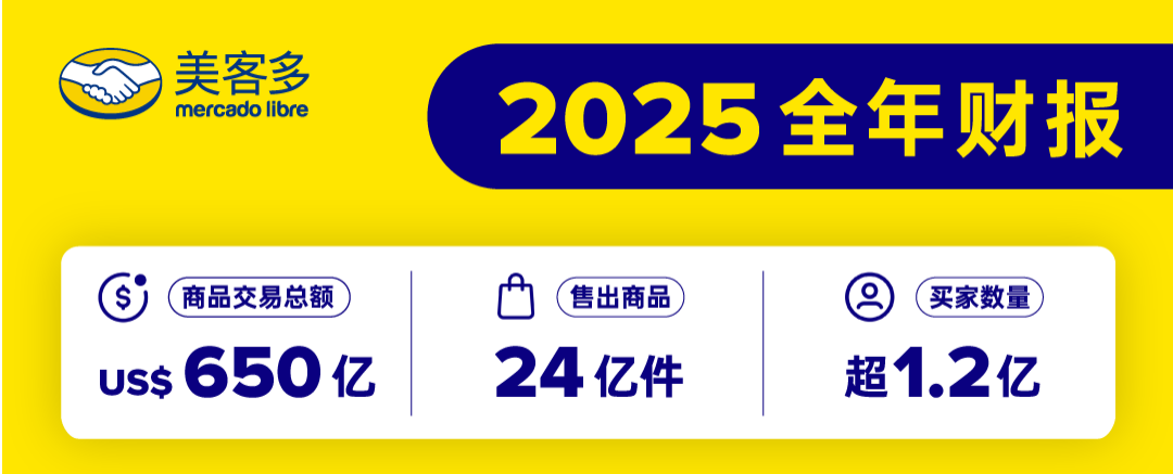 美客多2025年全年财报：商品交易总额650亿美金，售出商品24亿件，买家数量超1.2亿