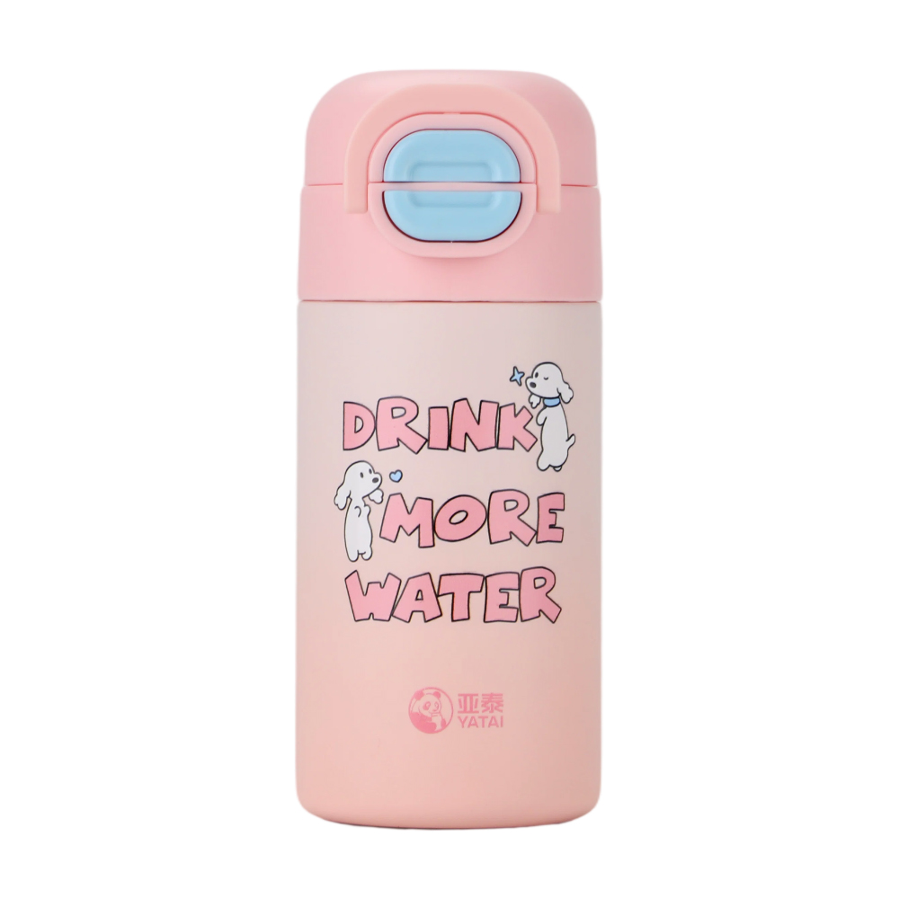 Y7031-3 kids thermos with one-touch pop-button flip lid, peach pink