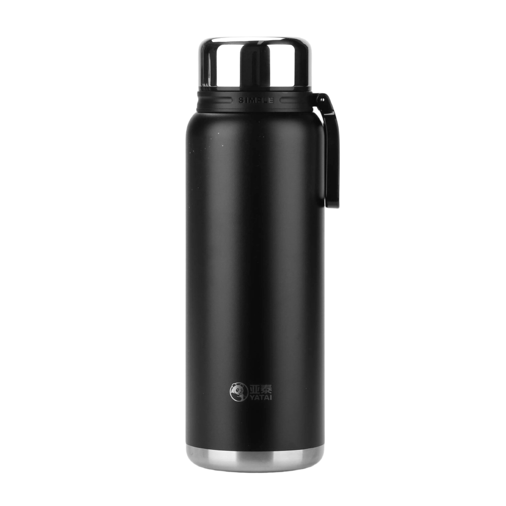 Y-5035 830ml vacuum thermos in matte black with folding handle Y-5035 830ml vacuum thermos in matte black with folding handle