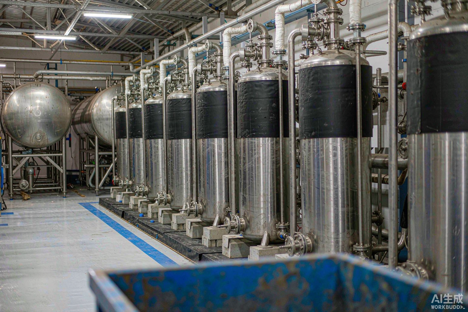 Extraction workshop with stainless steel vessels